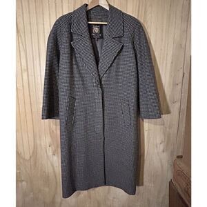 Anne Klein Vintage Wool Long Coat Houndstooth